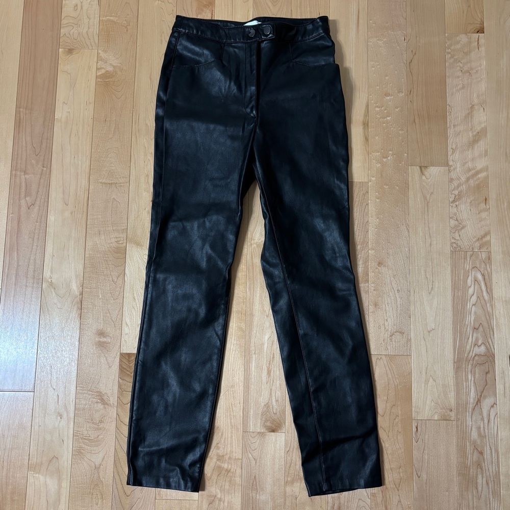 H&M Sleek Black PU Leather Straight Leg Pants